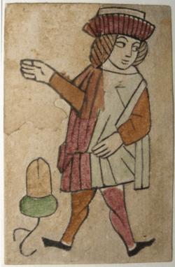 Unter des glands d’un jeu de cartes à enseignes allemandes, vers 1540-1560 ; actuellement au Landesmuseum Württemberg, Stuttgart (Allemagne). Licence : Creative Commons Attribution-NonCommercial-ShareAlike 4.0 International (CC BY-NC-SA 4.0). © Deutsches Spielkartenmuseum, Leinfelden-Echterdingen.